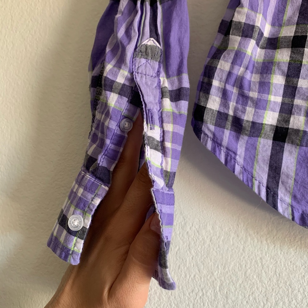 🌸Purple plaid button down🌸 - Picture 5 of 7